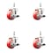 Service Caster 3 Inch 316SS Red Polyurethane Swivel 10mm Threaded Stem Caster Set Brake SS316TS20S314-PPUB-RED-TLB-M1015-4 - alternate 4
